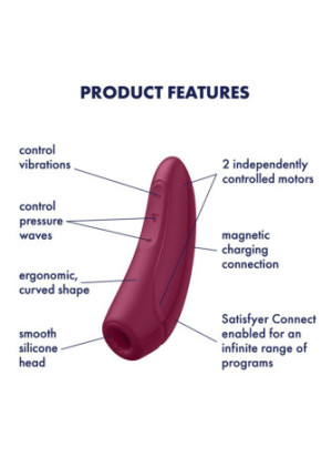Stimulateur clitoridien connecté bordeaux Curvy 1+ Satisfyer - CC5972390214